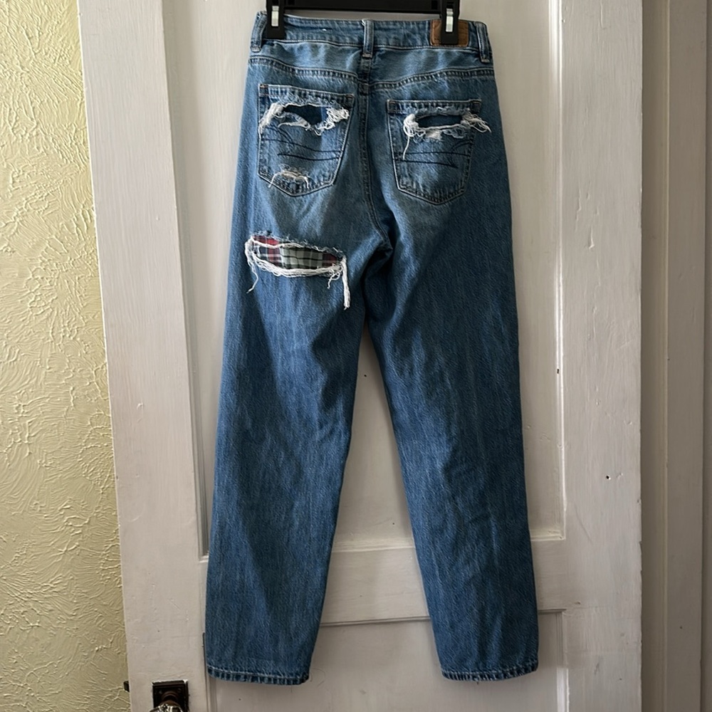 American Eagle Boho Distressed Patchwork Mom Stra… - image 3